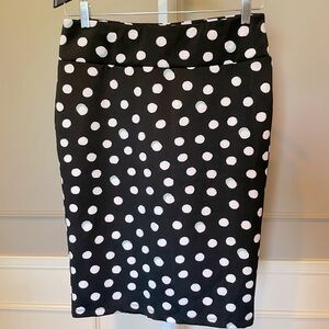 Carmen Marc Valvo Black Polka Dot Pencil Skirt XL Knee Length Jersey Stretch